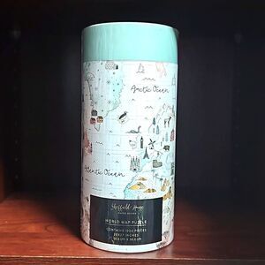 Sheffield Home World Map Puzzle - Aqua and White